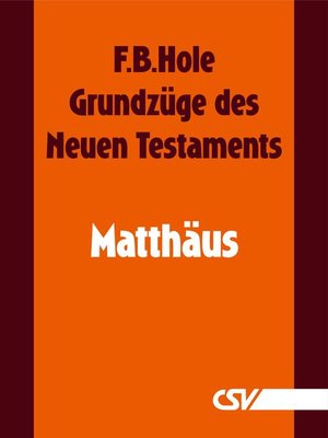 cover image of Grundzüge des Neuen Testaments--Matthäus